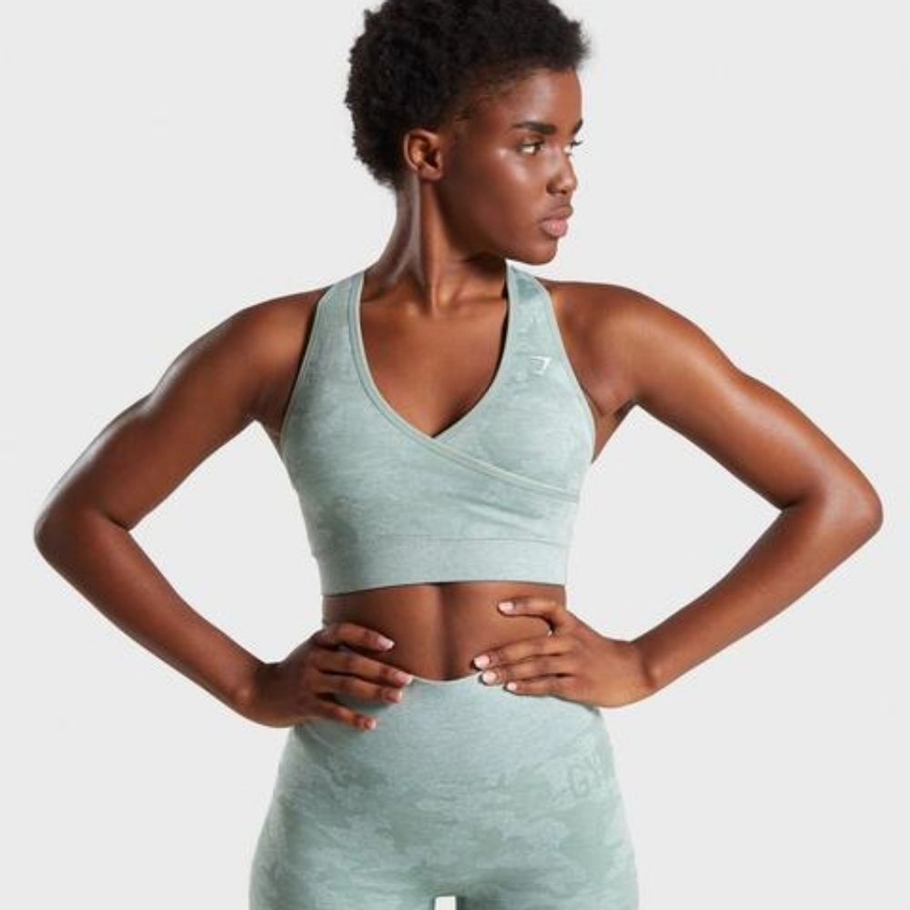 Gymshark Seamless Camo Leggings - Sage Green